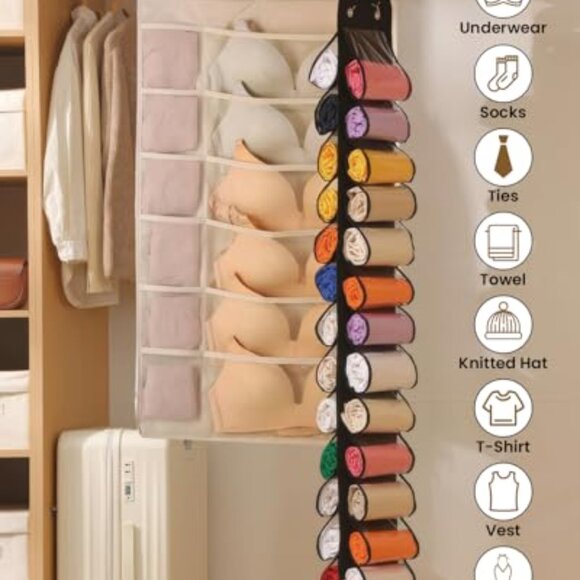 Hanging Closet Organizer 62 Mesh Pockets for Bras Leggings Storage main image 4